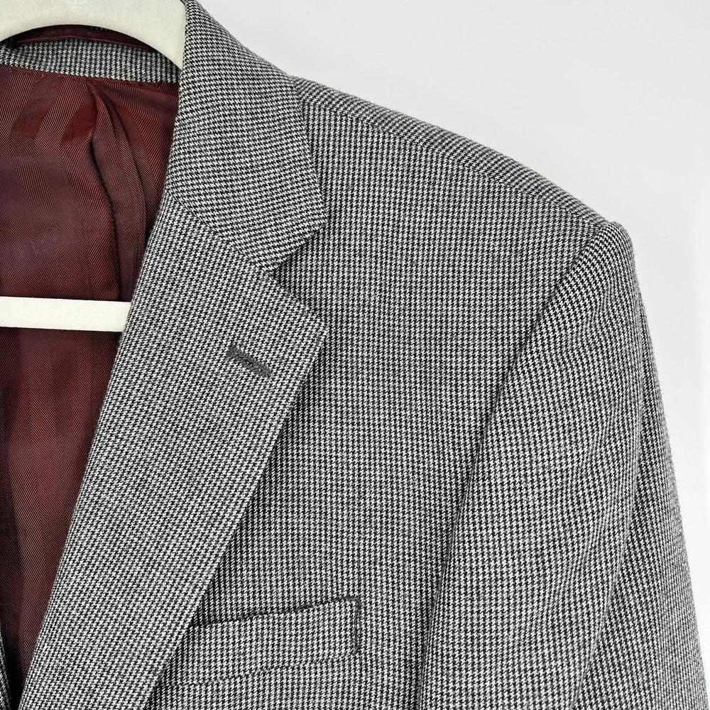 Charles Tyrwhitt Mens‎ Sport Coat Black Check Yorkshire Tweed Wool Slim Fit 38S